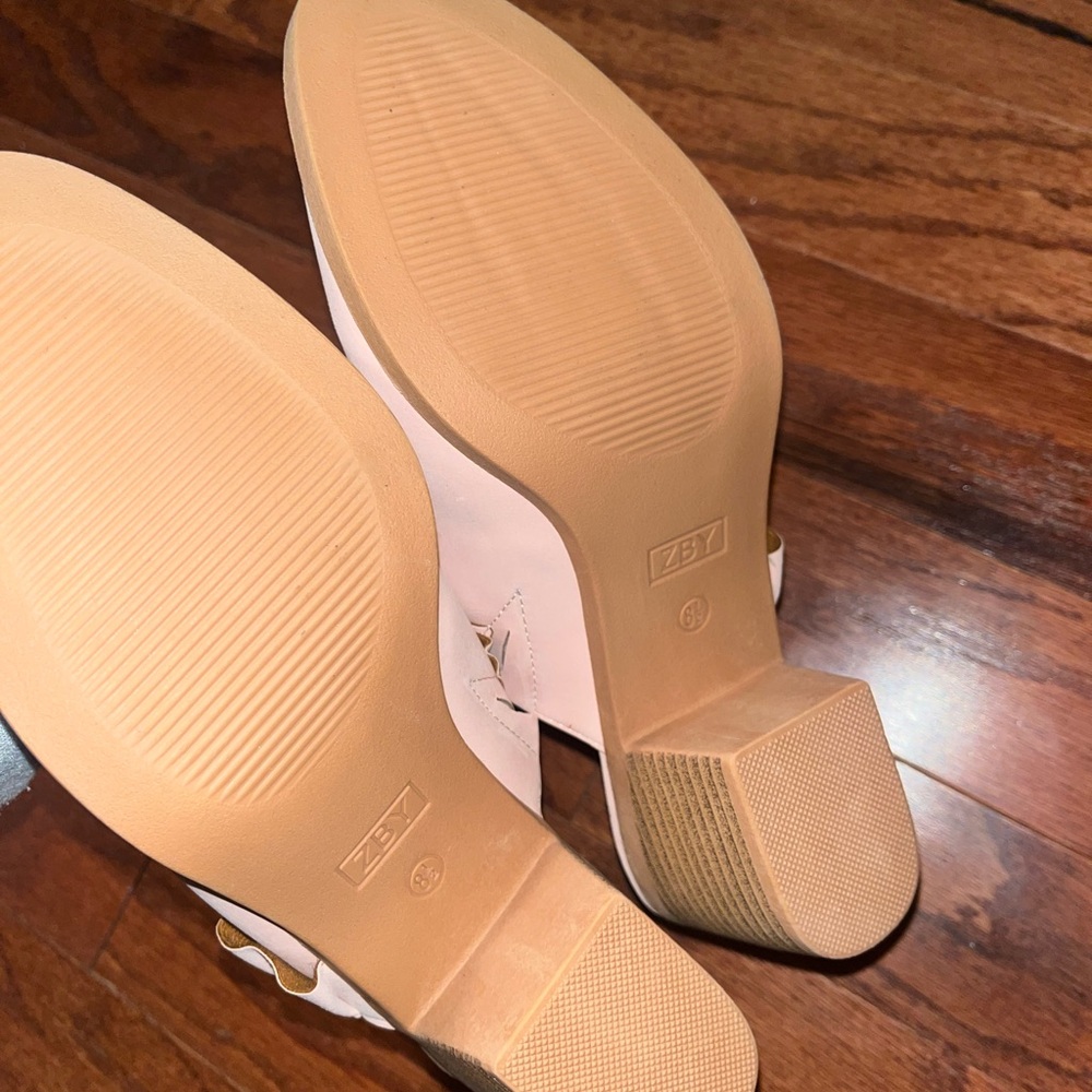 Chic Blush Ruffle Slip-On Mules - Picture 5 of 7